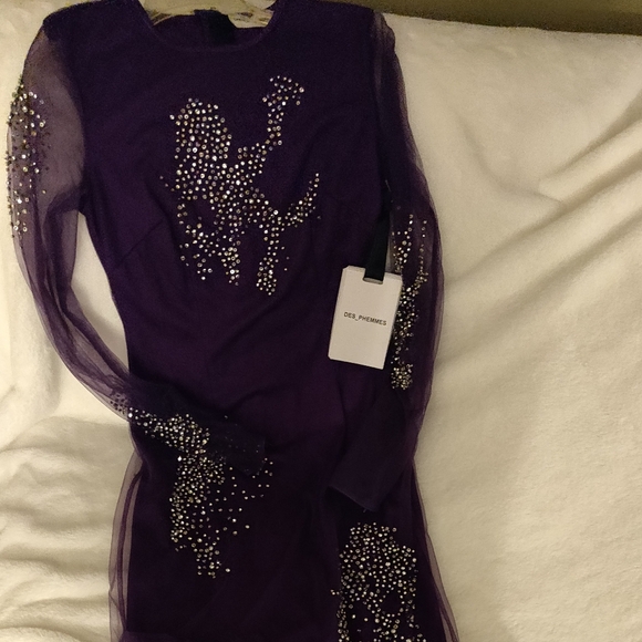 Des Phemmes tulle midi dress featuring splash crystal-embroidery 4 - Picture 5 of 16